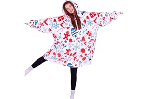 PanxHome Hoodie Decke Weihnachten, 480GSM Tragbare Hoodie Decke, Geschenke für Frauen Damen, Decke mit Ärmeln, Warm Kuscheldecke mit Ärmeln, EinheitsgrößE XL-5XL, Weihnachtsgeschenke