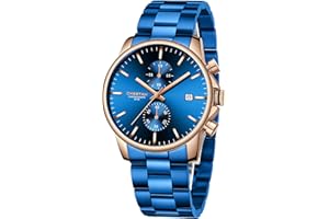 Affute Orologi da uomo in acciaio inox e metallo, stile casual, impermeabile, cronografo al quarzo, data automatica, lancette colorate…