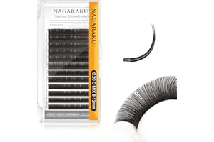 NAGARAKU Ellipse Extension de Cils Plat Professionnel Double Pointe Fendue Fournitures de Faux Cils Individuels Cils Design en Forme de U Plus Doux Plus Léger 12 Rangées(Épaisseur 0.20 D Curl 8-12mm)