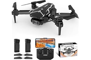 FAKJANK Drone avec Caméra pour Adultes, Mini Drones Pliables Vidéo 720P HD FPV, Objectif réglable à 90°, RC Quadricoptère avec Maintien d'altitude et Mode Sans Tête pour Débutants, 3D Flip, 2 Batteries