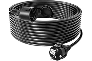 Verlängerungskabel für den Außenbereich, 25 m, Verlängerungskabel 25 m mit Schutzkappe – IP44 außen, Querschnitt 3 G1,5 mm², Lastgrenze 16 A/250 V, Schutzkontakt für Innen & Außen