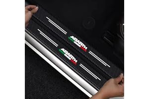 RIDGOEL 4 Pezzi Adesivi per Battitacco per Fiat Abarth 500 Abarth 595 Abarth 124 Spider, Adesivo per Battitacco in Fibra di Carbonio Protezioni per Davanzali per Porte Auto A