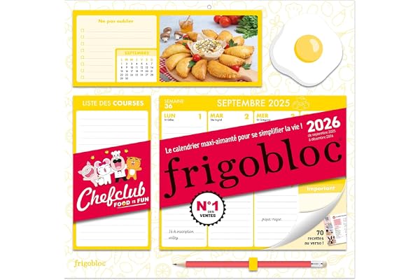 Frigobloc Hebdomadaire 2026 Chefclub (de sept. 2025 à déc. 2026) - Edition 2025