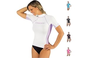 Cressi Rash Guard Rash Guard Haute de Combinaison en Tissu très élastique spéciale, Manches Longues et Courtes, Protection Solaire UV (UPF) 50+ Femme (Lot de 1)