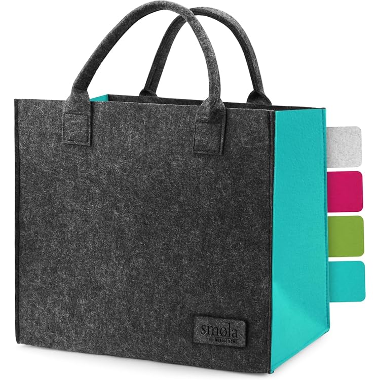 Eurhomewit Felt Shopper Bag With Compartments, Foldable And