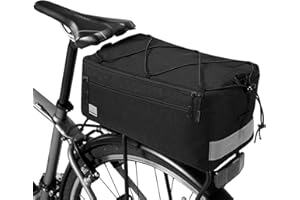 SIVENKE Borsa Termica Multifunzionale Borsa portabagagli Borsa da Bicicletta 8L Borsa Laterale con Tracolla e parapioggia 37 * 16 * 16cm - Nero