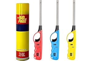 Aspect X3 Refillable BBQ Lighter – Adjustable Flame, Clipper Gas, Multi-Use for Kitchen, BBQ, Candles, Camping (Set of 4)