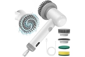 OSDUE Brosse Electrique Nettoyage, Rechargeable Étanche Épurateur de Rotation sans Fils, Handheld Spin Scrubbe, avec 3 Têtes de Brosse, pour Cuisine, Baignoire, évier, Coin, Fenêtre, Toilettes