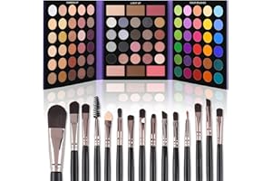 UCANBE Paletka do oczu z 15 pędzli do makijażu, 86 kolorów, zestaw kosmetyków do makijażu, brokat do oczu i powiek