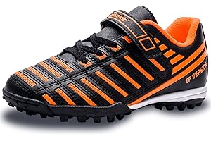 Saekeke Scarpe da Calcio Unisex-Bambini TF Ragazzi Ragazze Indoor Outdoor Velcro Scarpe da Allenamento Low-Top Leggero Antiscivolo Scarpe da Calcetto