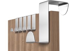 Shexkent Crochet Porte, 6 Pièces Porte Manteau pour Porte Acier Inox Patere Porte pour Porte Standart, Tiroir, Placard Armoire, pour Cuisine Salle de Bains Chambre à Coucher, Argent