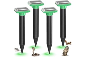FLITI Lot de 4 répulsifs solaires Anti-Taupes, Répulsif à ultrasons, Fréquence Variable 400-1000 Hz, IP66 Imperméable, Dissuasif Efficace Repulsif Pigeon, Anti Souris Gopher, piège à Serpents