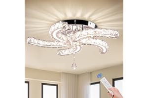 Cainjiazh Lámparas de Cristal Regulables Lámparas de Techo de Cristal Modernas Lámpara de Techo de Acrílico Led Flush Mount para Comedor Salón Dormitorio Pasillo Mando a Distancia