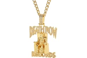Ticome Hip Hop DEATHROW Necklace,Records Prisoner Necklace,Creative Exaggeration Letter Metal Accessories,Suitable for Both Men and Women(Golden)