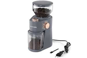 Navaris Moulin à café électrique - Broyeur de café avec meule Plate pour 2 à 14 Tasses - Grinder avec différentes épaisseurs de mouture