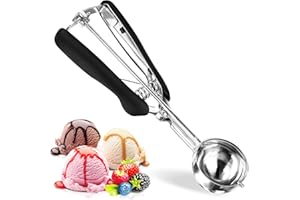 Eisportionierer Edelstahl,Ice Cream Scoop 5cm,Eislöffel Portionierer mit Auslöser und Komfortablem Griff Für Eiscremekugel,Kuchen,Fruchtfleisch,Teig und Reisbällchen usw
