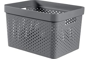 CURVER, Bandeja Infinity 17L, gris antracita, 35,5 x 26,2 x 21,9 cm, plástico reciclado