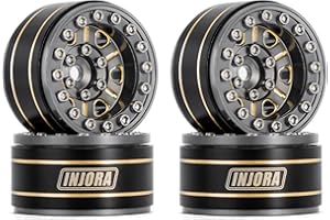 INJORA Mosiężne koło 1.0 Beadlock - przesunięcie ujemne 3,15 mm koła do 1/18 TRX4M SCX24 Gladiator Bronco C10 JLU zasuwka osiowa 1/24 gąsienica (szare)
