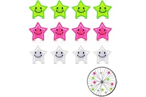 TERJBG 12 Stück Speichenreflektoren Fahrrad Kinder, Fahrrad Zubehör Kinder, Fahrradspeichen Bunt Bike Speichen Clicker Speichen Reflektierende Sterne Fahrraddekoration Clip