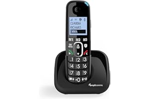 Amplicomms per Delta Telefono Cordless Amplificato per Anziani Suoneria Forte 90 Db, Volume Alto 35 Db, Pulsante Boost, Vivavoce, Call Blocker programmabile per blocco chiamate indesiderate