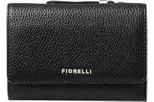 Fiorelli Women's Rae Trifold Purse, Small Wallet, 8 Card Slots, Zip Compartment, Premium Faux Leather, Black