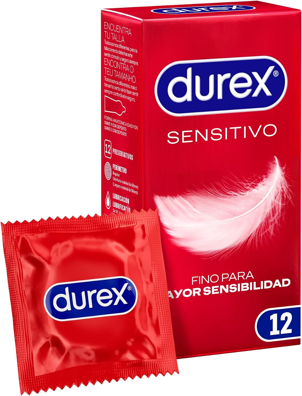 Durex Preservativos Sensitivo Suave, Fino para Mayor Sensibilidad, 12 condones