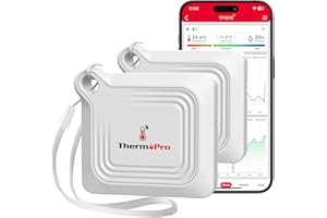 ThermoPro Igrometro Umidità Casa Bluetooth 80M Termometro Ambiente Interno Igrometro Temperatura e Umidità Monitor App Controllato 2 Anni Archiviazione Dati Esportazione Adatto per Serra Stanza TP351