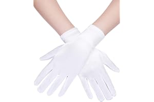 SUMIND Short Satin Gloves Wrist Length Gloves Women's Gown Gloves Opera Wedding Banquet Dress Glove for Party Dance
