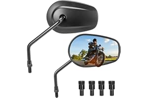 KEMIMOTO Specchietto Moto Retrovisore, Universali M10 Specchietti Moto, Alluminio ad Alta Resistenza Specchi Laterali M10 per Street Bike Cruiser Chopper Adventure Touring