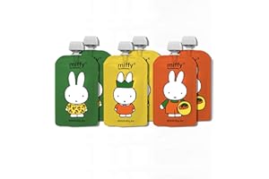 MIFFY x DIDOBABY (Pack 6) Sacchetti Riutilizzabili Alimenti Bambini - FASE 1 - Dimensioni Perfette Principianti - Meno Spreco Cibo - Da Usare in Viaggio o a Casa - Doppia Chiusura a Prova di Perdite