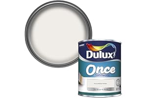 Dulux Once Satinwood Paint For Wood And Metal - Pure Brilliant White 750 Ml