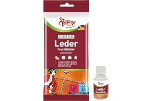 POLIBOY lädervåtservetter – för vård och rengöring av slätt läder – färguppdatering och skydd med karnaubavax – 1 x 20 handdukar – inkl. produktprov – Made in Germany