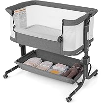 Culla 4 In 1 Neonato Fianco Letto - Regolabile In Altezza, Con Materasso E Cinghie, Grigio - Foto 11