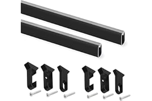 Emuca - Kit tube de penderie, 1150 mm, Peint en noir, Aluminium et Plastique