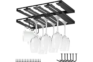 Giyiprpi 2 supporti per bicchieri da vino, in metallo, per bicchieri da vino, 4 slot sotto l'armadio, per cucina, bar, ristorante (4 slot 2)