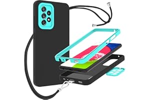 Kaslly Funda Compatible con Samsung Galaxy A52 4G/5G/A52S 5G,Ajustable Collar Correa de Cuello CordónCarcasa de Silicona,Doble Cara Protección Cover-Negro