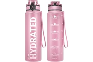 Sahara Sailor Botella de agua motivacional de 500 ml/750 ml/1000 ml, botella de bebidas deportivas con tapa para beber y cerrar, a prueba de fugas, sin BPA, para gimnasio, escuela, ciclismo (1