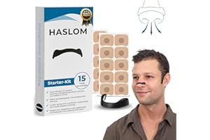 Haslom® Premium Magnetische Nasenpflaster + Gebrauchsanleitung – Verbessert die Atmung und Sauerstoffversorgung, Anti-Schnarchen, Maximaler Halt für Sport und Schlaf – 15-Tage-Pack