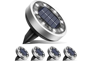 btfarm 5 Pezzi Luci Solari da Giardino, 8 LED Faretti Sepolta Solari a Led da Esterno, Colore Bianco Freddo