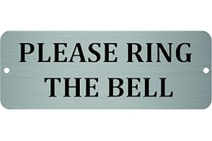 Maggie-mais Please Ring The Bell Metal Aluminium Door Sign Plaque for House Office 20cmx7.5cm (Brushed Silver)