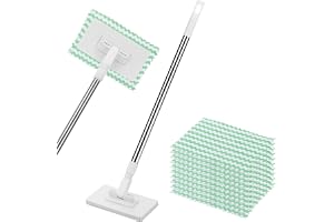 Minimopp med tryckklämsystem med tygbyte, rostfritt stål engångsdammmopp, 360° fullstjärna miniklämma mopp magi, våt och torr