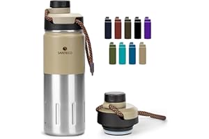 SANTECO Botella Agua Acero Inoxidable 500ml/710ml - Botella Termica Deportiva - Botella Termo de Frío/Caliente - Cantimplora a prueba de fugas para Niños, Oficina, Gimnasio, Ciclismo, Sin BPA