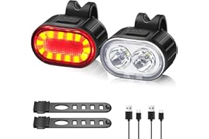 Oderra Lumiere Velo Avant et Arrière - Lampe Velo LED Puissante Rechargeable USB, 4/6Modes (Fixe/Stroboscopique) Étanche IPX4 - Autonomie Prolongée - pour VTT, Vélo, Skateboard
