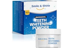 SMILE & SHINE Teeth Whitening Powder Dentist Approved - 6 Month Supply | Targets Tea, Coffee, Wine & Smoking Stains | Enamel Safe and peroxides Free - Powerful Stain Remover-Mint Flavor (Teeth Whitening Powder 30g)