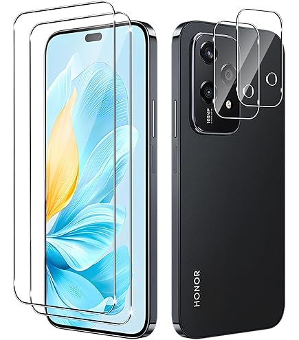 Vauki Funda Para Honor 200 Lite Con 2 Piezas Cristal Templado, Carcasa Anti-Choque Protección Ultra Suave Funda Protectora Anti-arañazos Case Para Honor 200 Lite 5G 6.7 Pulgadas, Negro