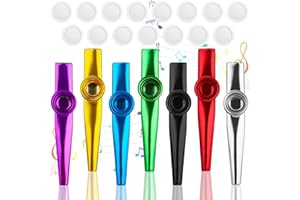 Kazoo 7 piezas metal, 15 diafragmas, ELEPRUC aleación aluminio, flauta membrana, instrumentos musicales