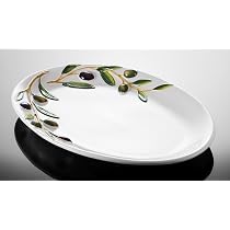Bassano Oliven-Servierplatte 'Venezia' – Italienische Keramik, Oval, 35,5x25,5x3 Cm