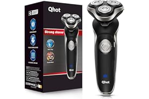 Qhot Rasoir Électrique pour Hommes, Rasoirs Électriques pour Barbe pour Hommes Visage 3 en 1 Rasoirs Rotatifs Utilisation Humide et Sèche (S3)