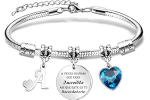 ANGELRA Regalo Pulsera inspirador, A-Z 26 letras iniciales Pulsera colgante de plata A Veces Olvidas Que Eres Increíble, así Que Este Es Tu Recordatorio Para Hermana Mejores Amigos Hija Niñas Mujeres