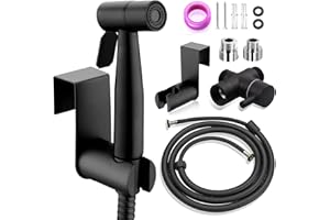 XOCOME Bidet Handbrause Set, Premium Edelstahl Gebürstet Bidet Handbrause, Bidet Sprayer mit G1/2" Ventil und eine G3/8"Adapte für Dusche Badezimmer Hygiene Toilettenpapier Windelreinigung (Schwarz)